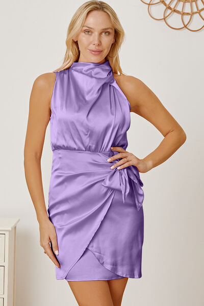 Tied Sleeveless Mini Wrap Dress