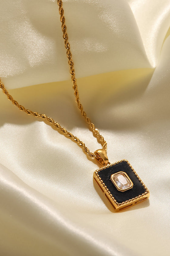 Square Pendant Twisted Chain Necklace