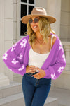 Floral Open Front Fuzzy Cardigan