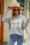 Woven Right Lip Graphic Slit Dropped Shoulder Sweater