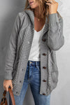 Mixed Print Button Front Hooded Cardigan