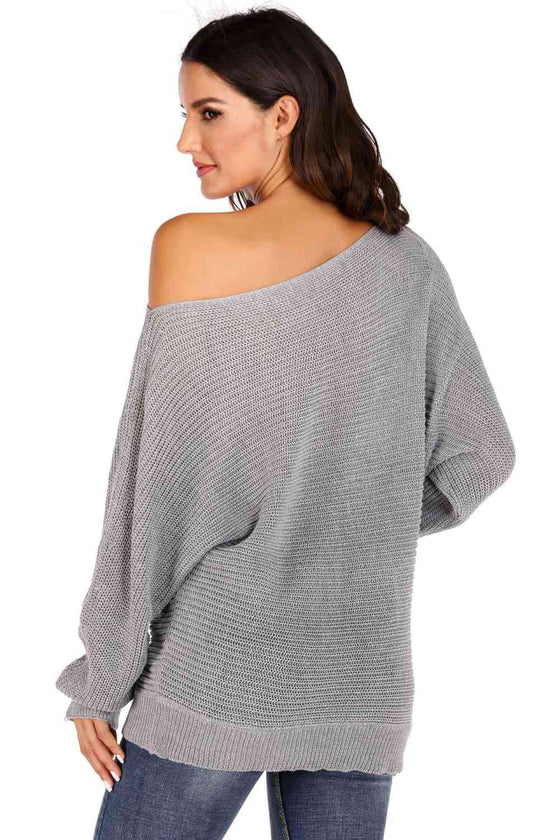 One Shoulder Dolman Sleeve Sweater