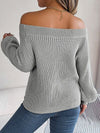Openwork Off-Shoulder Long Sleeve Sweater